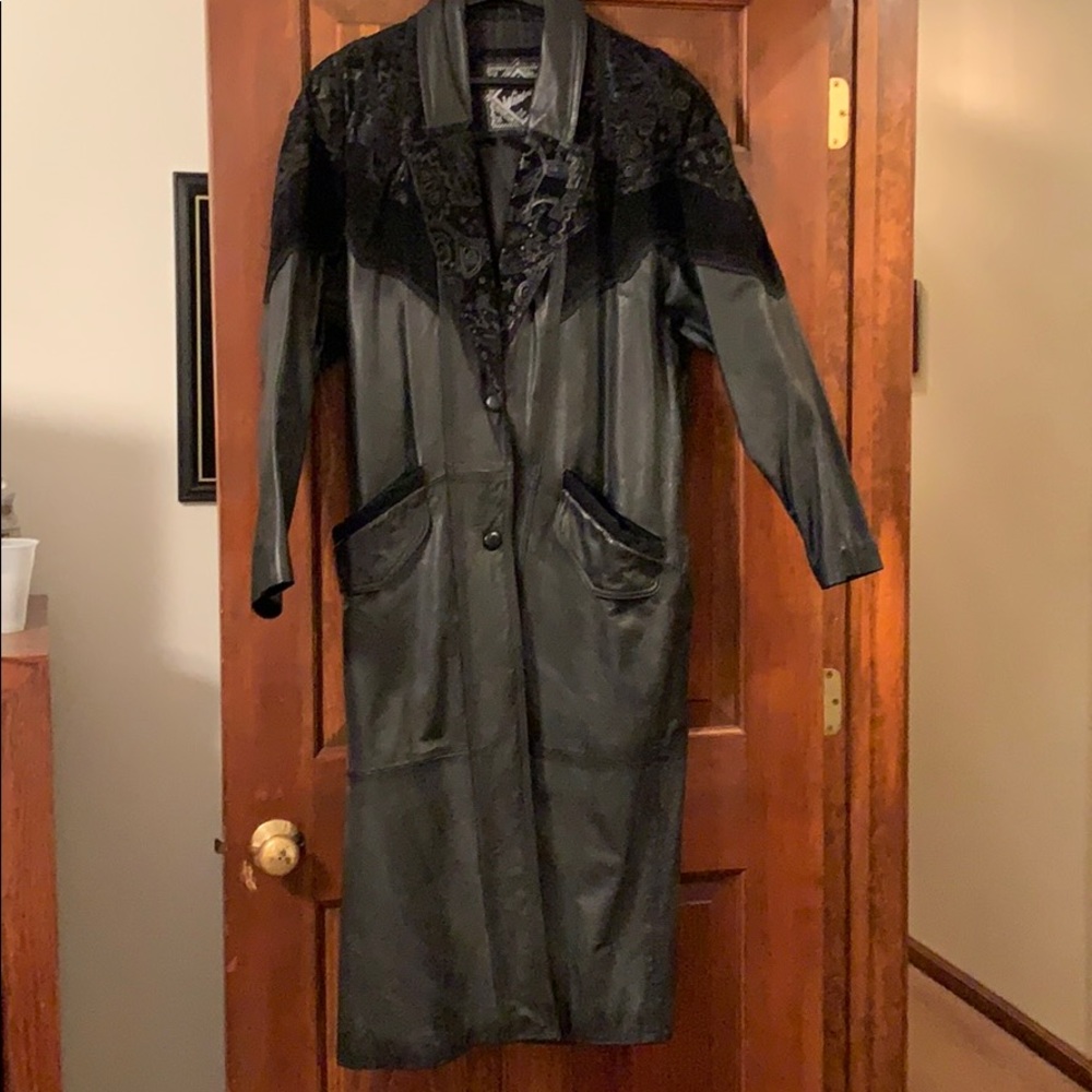 Long back 100% genuine leather vintage jacket